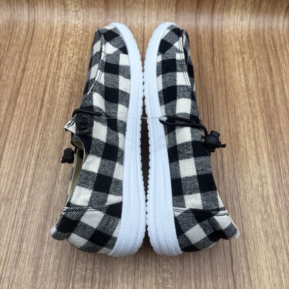 Corkys Kayak Canvas Slip On Padded Insole Buffalo Check Plaid Black Size 7 Shoes - Picture 7 of 8